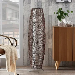 Lindby Gulvlamper|Gulvlamper>gulvlampe Nias, højde 111 cm, rattan, tekstil