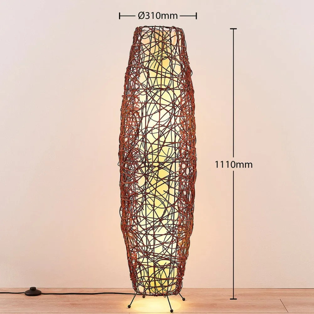 Lindby Gulvlamper|Gulvlamper>gulvlampe Nias, højde 111 cm, rattan, tekstil