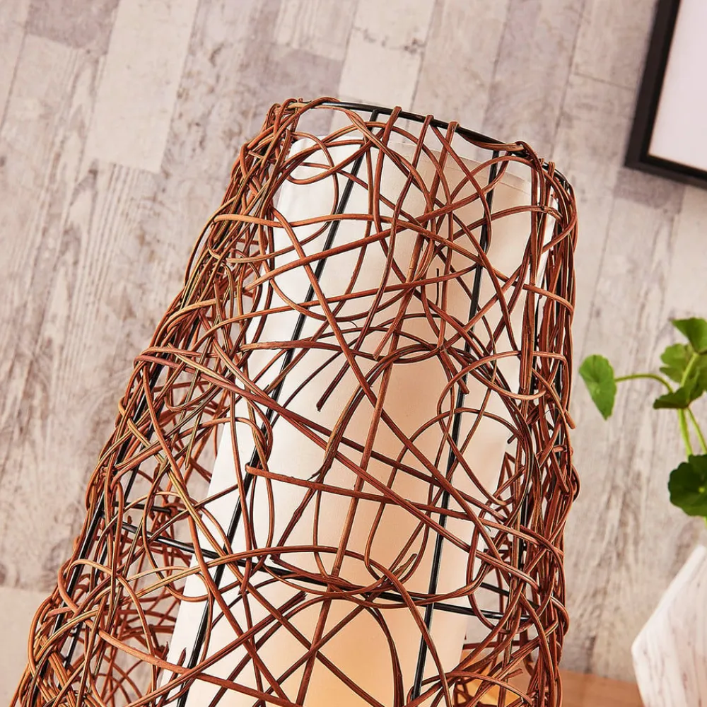 Lindby Gulvlamper|Gulvlamper>gulvlampe Nias, højde 111 cm, rattan, tekstil