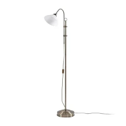 Lindby gulvlampe Otis, antik messing, glas, 170 cm, E27