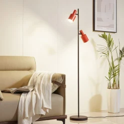 Lindby Arbejdsrum/Kontor|Gulvlamper>gulvlampe Ovelia, orange/sort, metal, E27