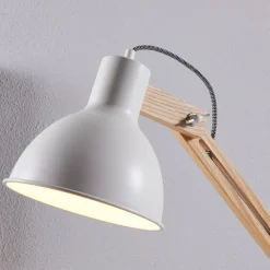 Lindby gulvlampe Shivanja, træ, justerbar, 146 cm, E27
