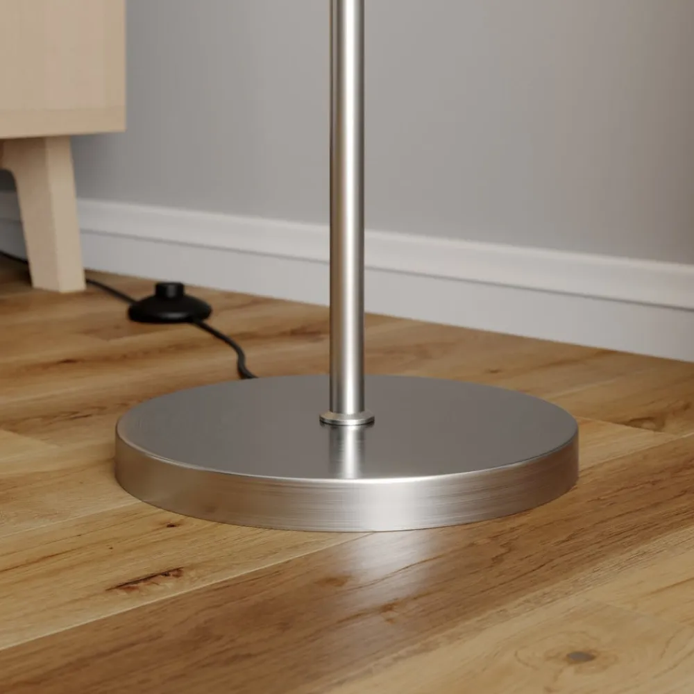 Lindby gulvlampe Sonika, 175 cm, nikkelfarvet, glas, E27