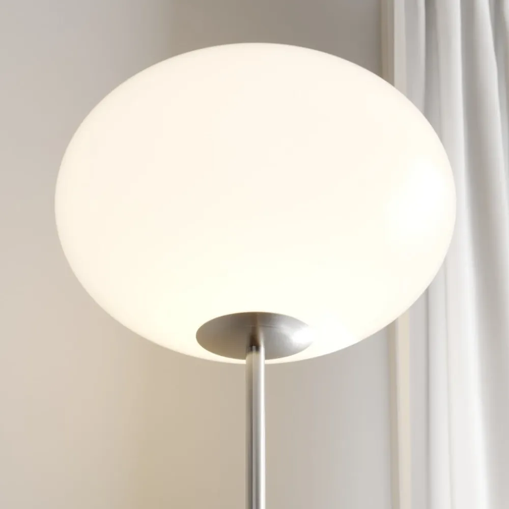 Lindby gulvlampe Sonika, 175 cm, nikkelfarvet, glas, E27