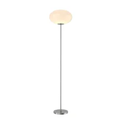 Lindby gulvlampe Sonika, 175 cm, nikkelfarvet, glas, E27