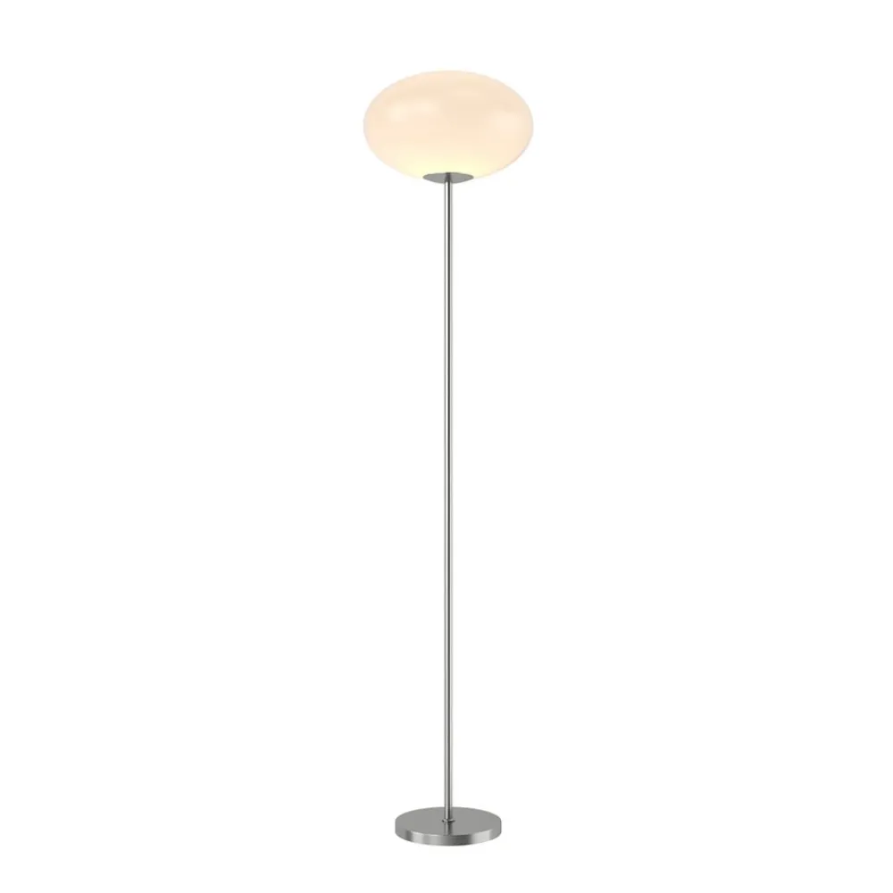 Lindby gulvlampe Sonika, 175 cm, nikkelfarvet, glas, E27