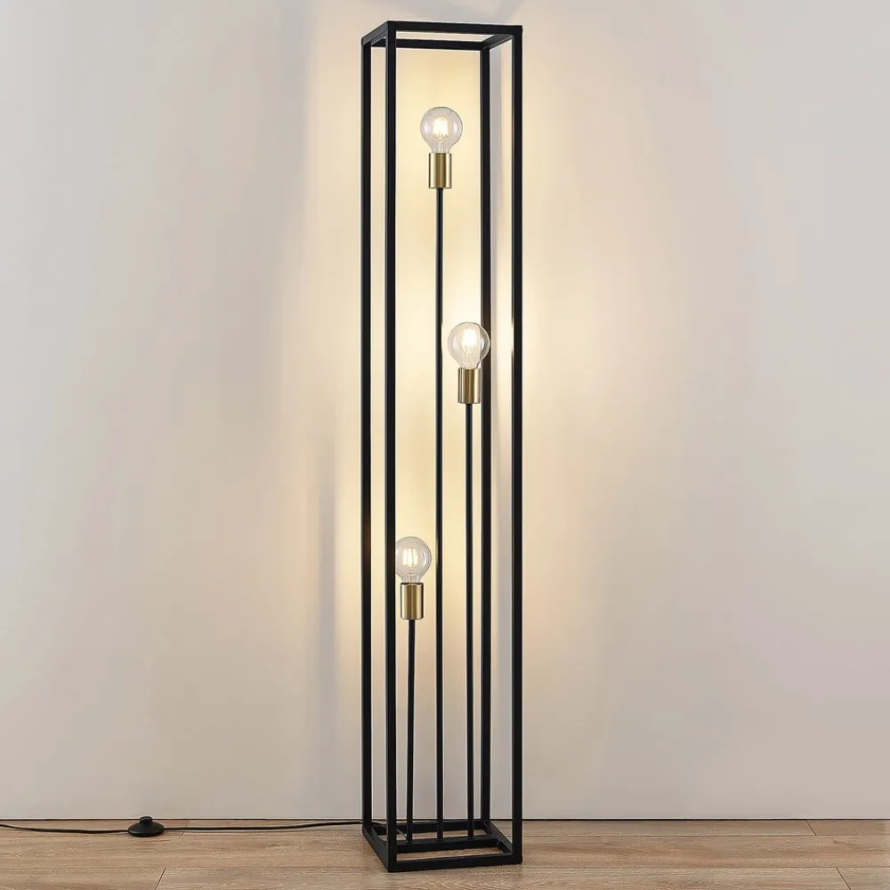 Lindby Pendellamper|Gulvlamper>gulvlampe Tiliane, sort, metal, 3 lyskilder, 153 cm