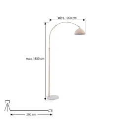 Lindby Gulvlampe Tonka, beige, metal/marmor, 180 cm, E27