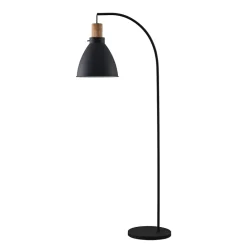 Lindby gulvlampe Trebale, sort, træ, 154 cm, E27