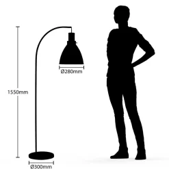 Lindby gulvlampe Trebale, sort, træ, 154 cm, E27
