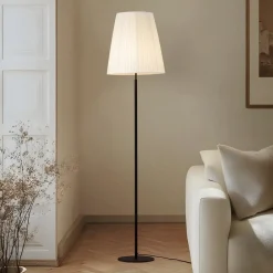 Lindby Gang|Gulvlamper>gulvlampe Virelle, sort/hvid, tekstil, højde 170 cm