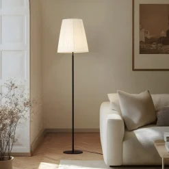 Lindby Gang|Gulvlamper>gulvlampe Virelle, sort/hvid, tekstil, højde 170 cm