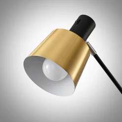 Lindby gulvlampe Vlada, 144 cm, messing, sort, metal