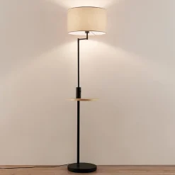 gulvlampe Zinia, sort, hylde, USB-tilslutning^Lindby Clearance