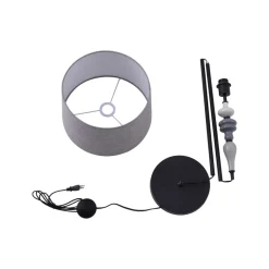 Lindby Haldorin gulvlampe, grå/sort, tekstil, 157 cm