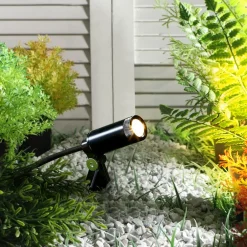 Lindby Udendørs Spot>Heath LED-lampe med jordspyd, 4 stk, sort