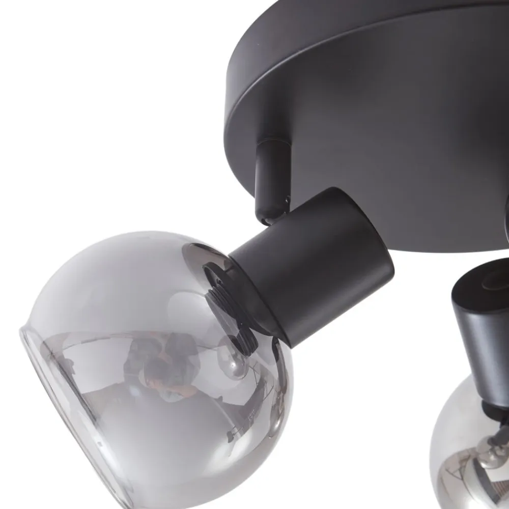 Lindby Hedvig loftlampe, rund, sort, 3 lyskilder.