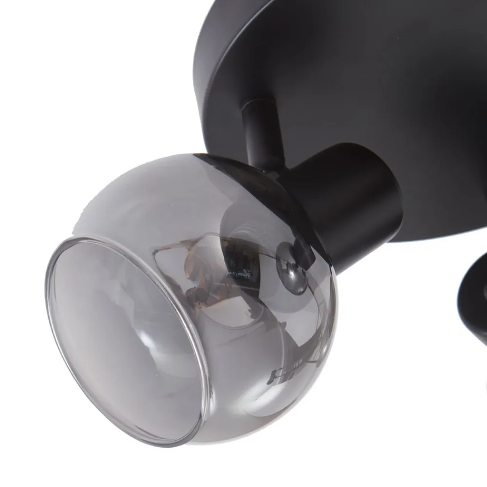 Lindby Hedvig loftlampe, rund, sort, 3 lyskilder.