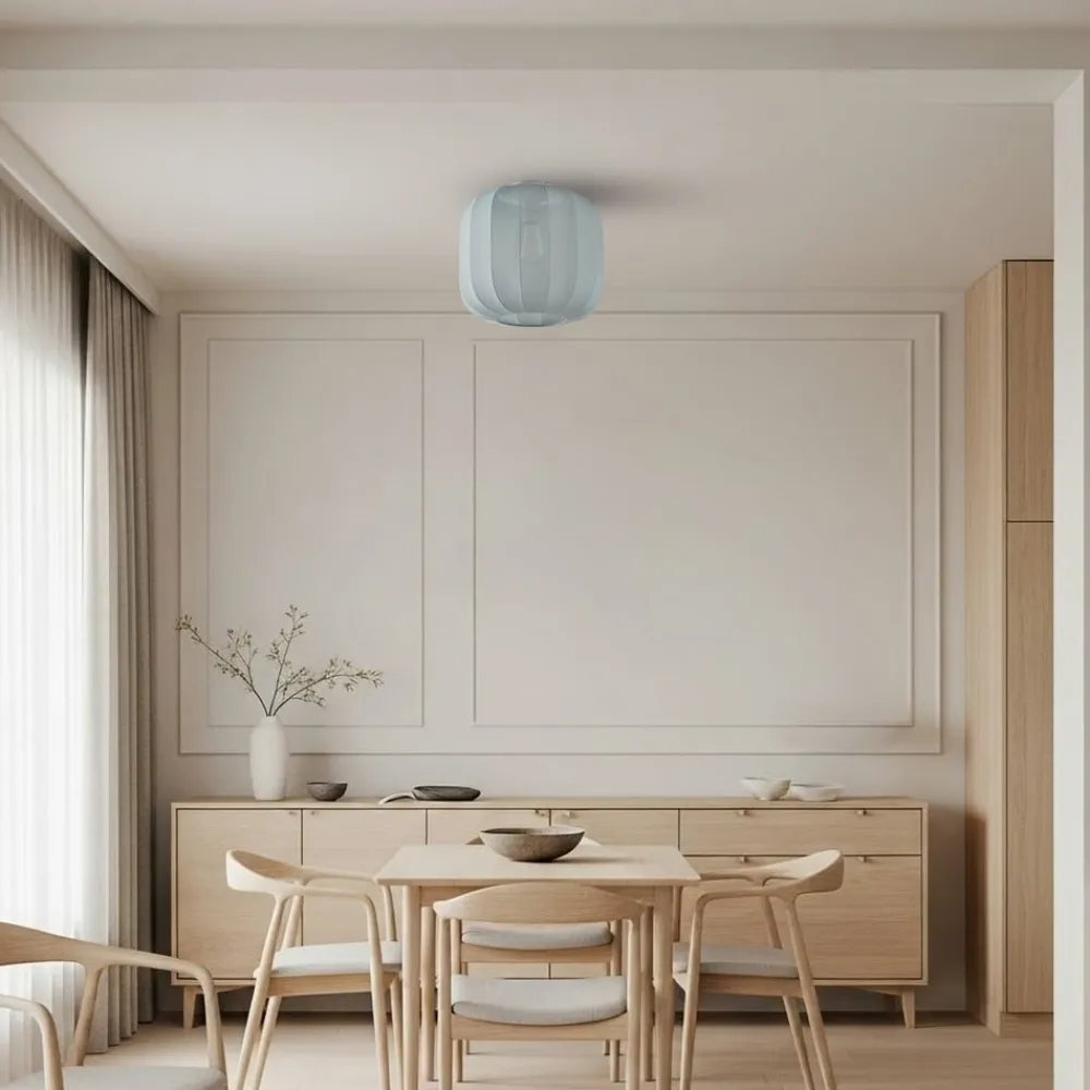 Lindby Helin loftlampe, blå, stof, Ø 35 cm