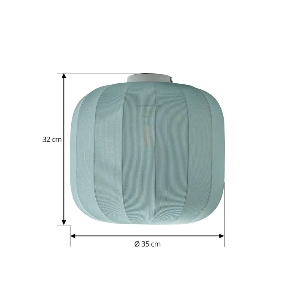 Lindby Helin loftlampe, blå, stof, Ø 35 cm