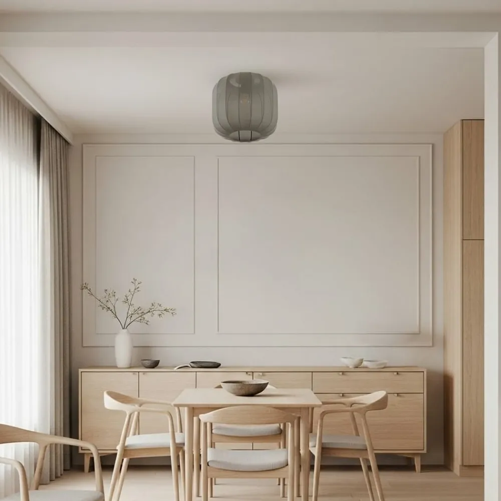 Helin loftlampe, grå, stof, Ø 35 cm^Lindby New