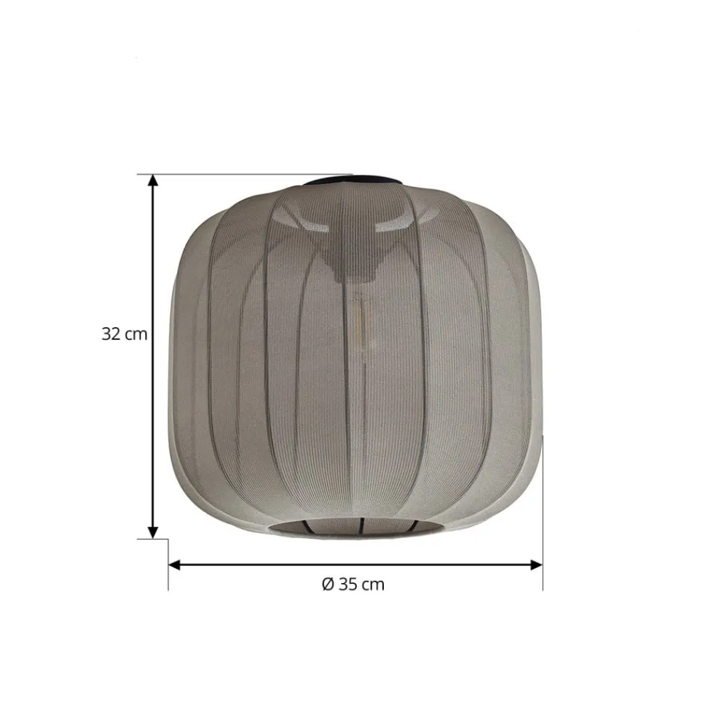 Helin loftlampe, grå, stof, Ø 35 cm^Lindby New