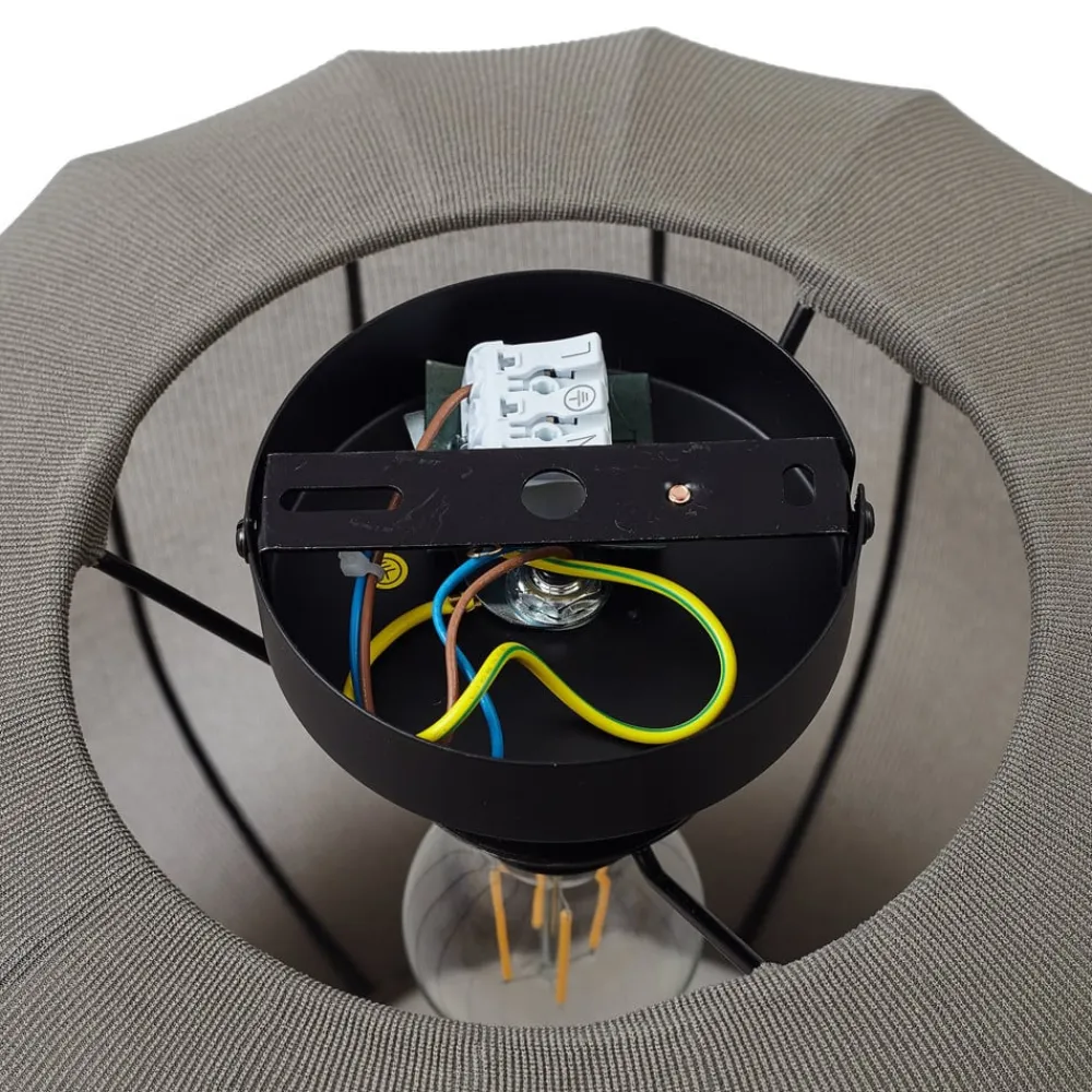 Helin loftlampe, grå, stof, Ø 35 cm^Lindby New