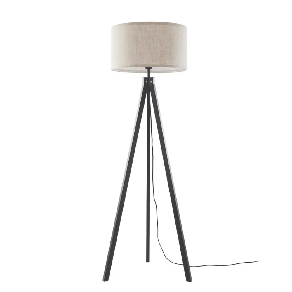 Herry gulvlampe, sort, træ, trefod, 153 cm^Lindby