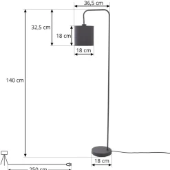 Hinay tekstil-gulvlampe, sort/guld^Lindby