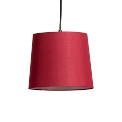 hængelampe Amilia, stof, 5 lyskilder, rød/grå/gul, E27^Lindby Discount