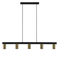 hængelampe Baliko, sort/messing, 5 lyskilder, GU10^Lindby Clearance