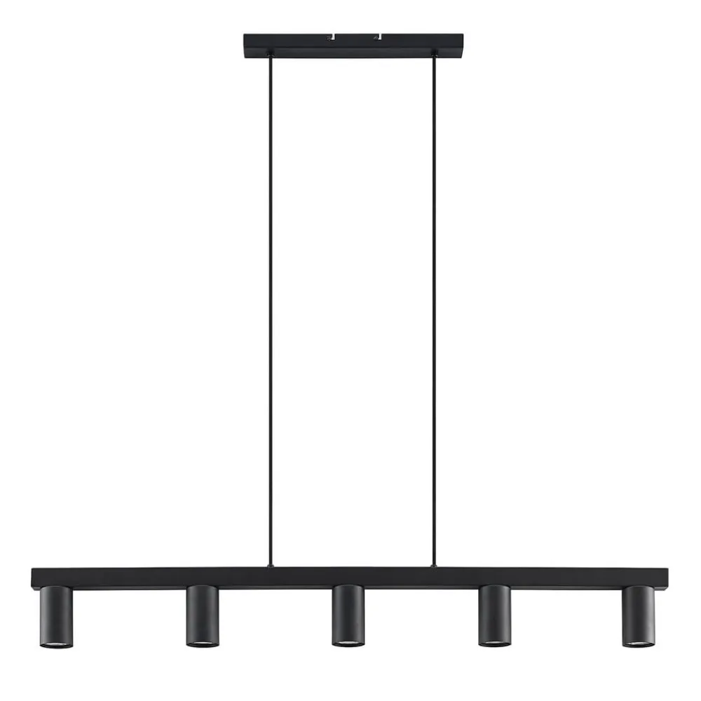 Lindby hængelampe Baliko, sort, 116 cm, 5 lyskilder, GU10