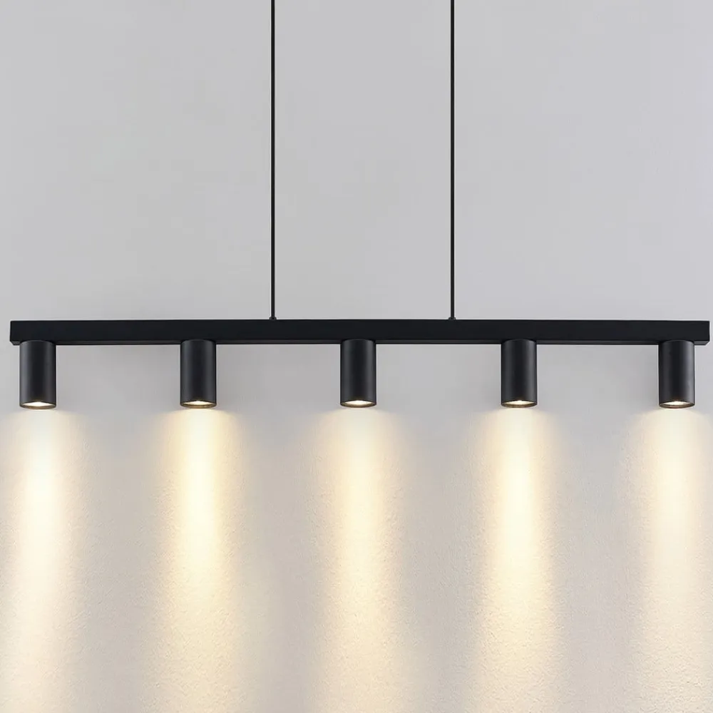 Lindby hængelampe Baliko, sort, 116 cm, 5 lyskilder, GU10