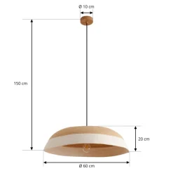 Lindby hængelampe Caliva, Ø 60 cm, beige/hvid, hampesnor