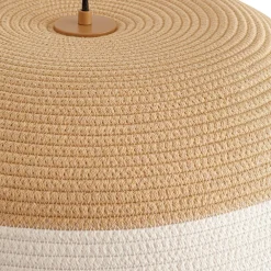 Lindby hængelampe Caliva, Ø 60 cm, beige/hvid, hampesnor