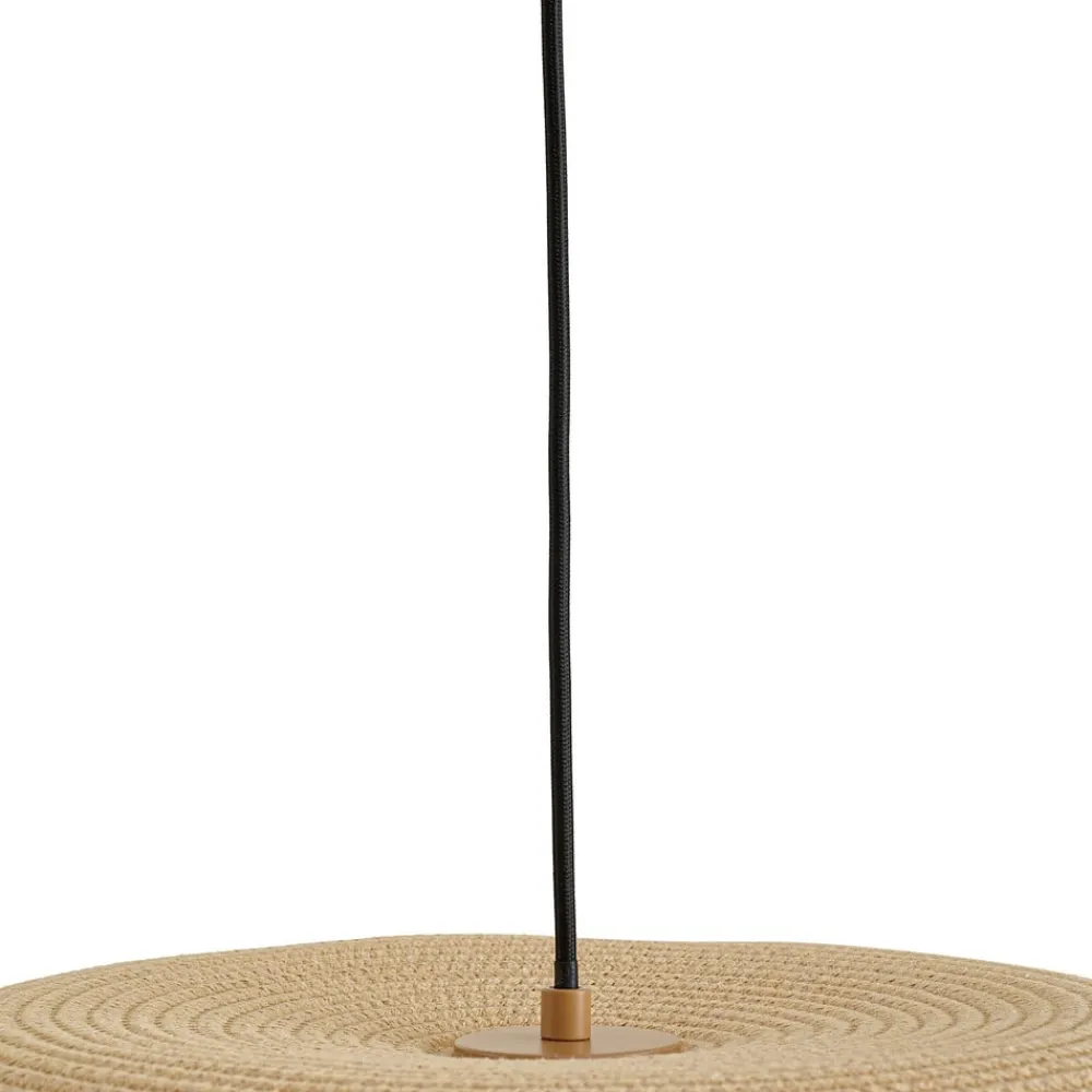 Lindby hængelampe Caliva, Ø 60 cm, beige/hvid, hampesnor