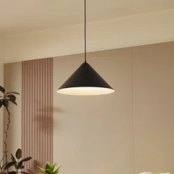 hængelampe Clarine, sort/hvid, Ø 50 cm, metal^Lindby Outlet