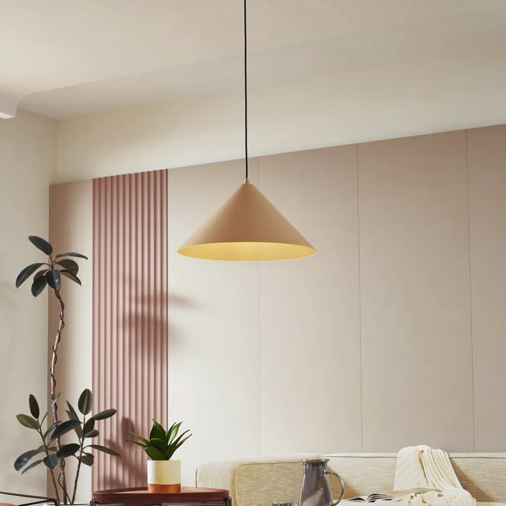 Lindby hængelampe Clarine, beige, Ø 50 cm, metal