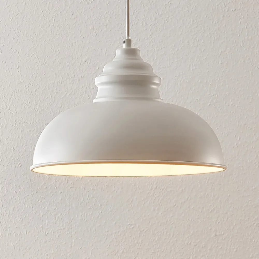 Lindby Gang|Pendellamper>hængelampe Cliona, hvid, metal, Ø 31 cm, E27