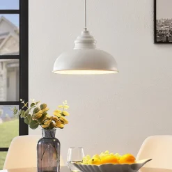 Lindby Gang|Pendellamper>hængelampe Cliona, hvid, metal, Ø 31 cm, E27