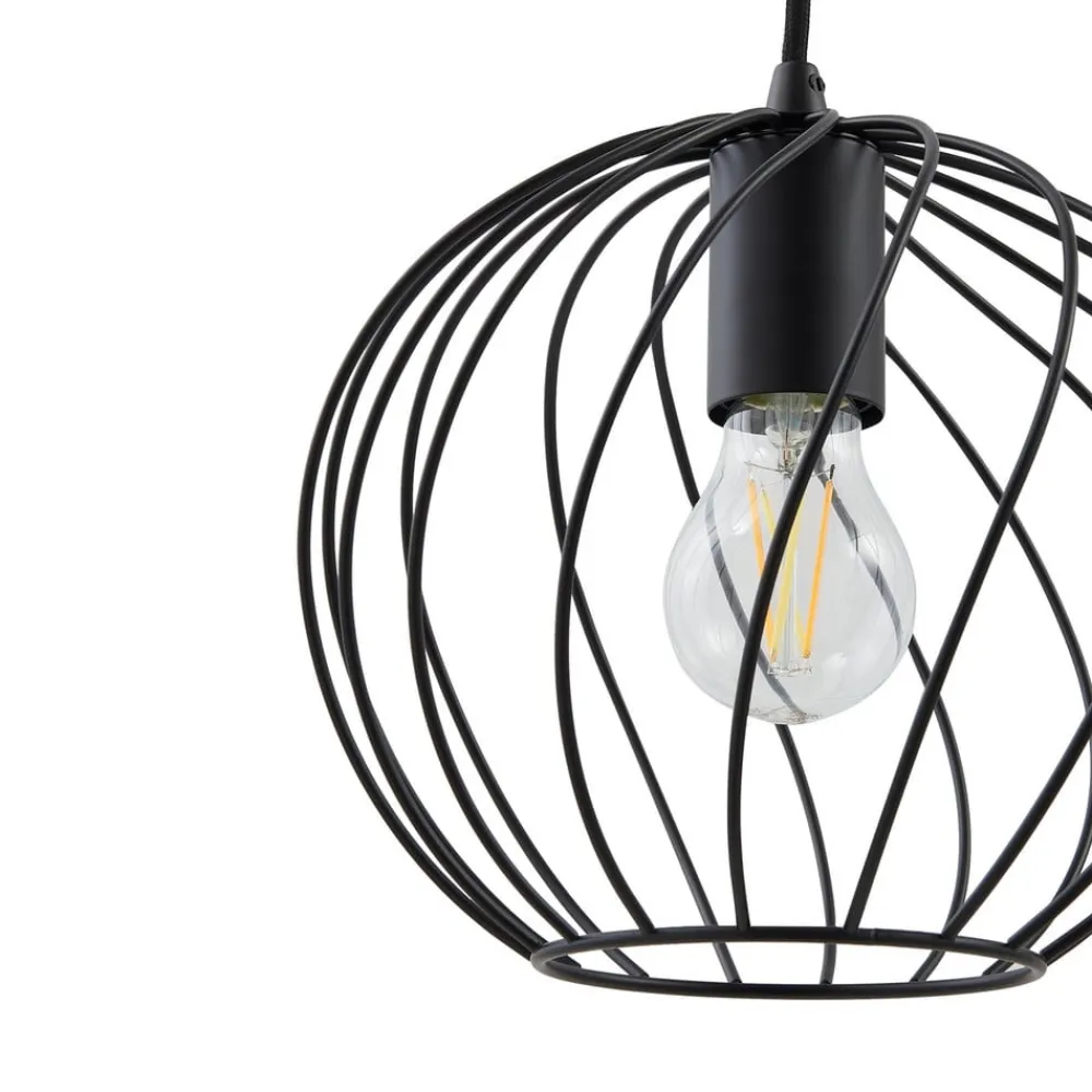 Lindby hængelampe Danika, rund, Ø 50 cm, sort, metal