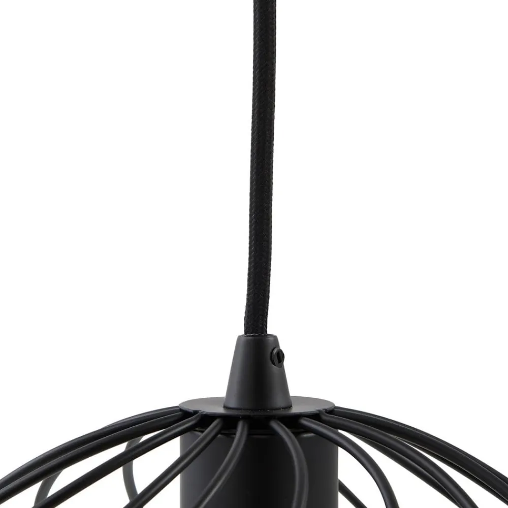 Lindby hængelampe Danika, rund, Ø 50 cm, sort, metal