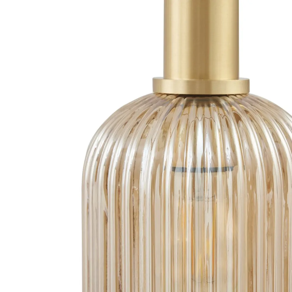 Lindby hængelampe Doroteo, 6 lyskilder, grøn/amber/grå, glas