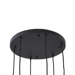 Lindby hængelampe Doroteo, 6 lyskilder, grøn/amber/grå, glas