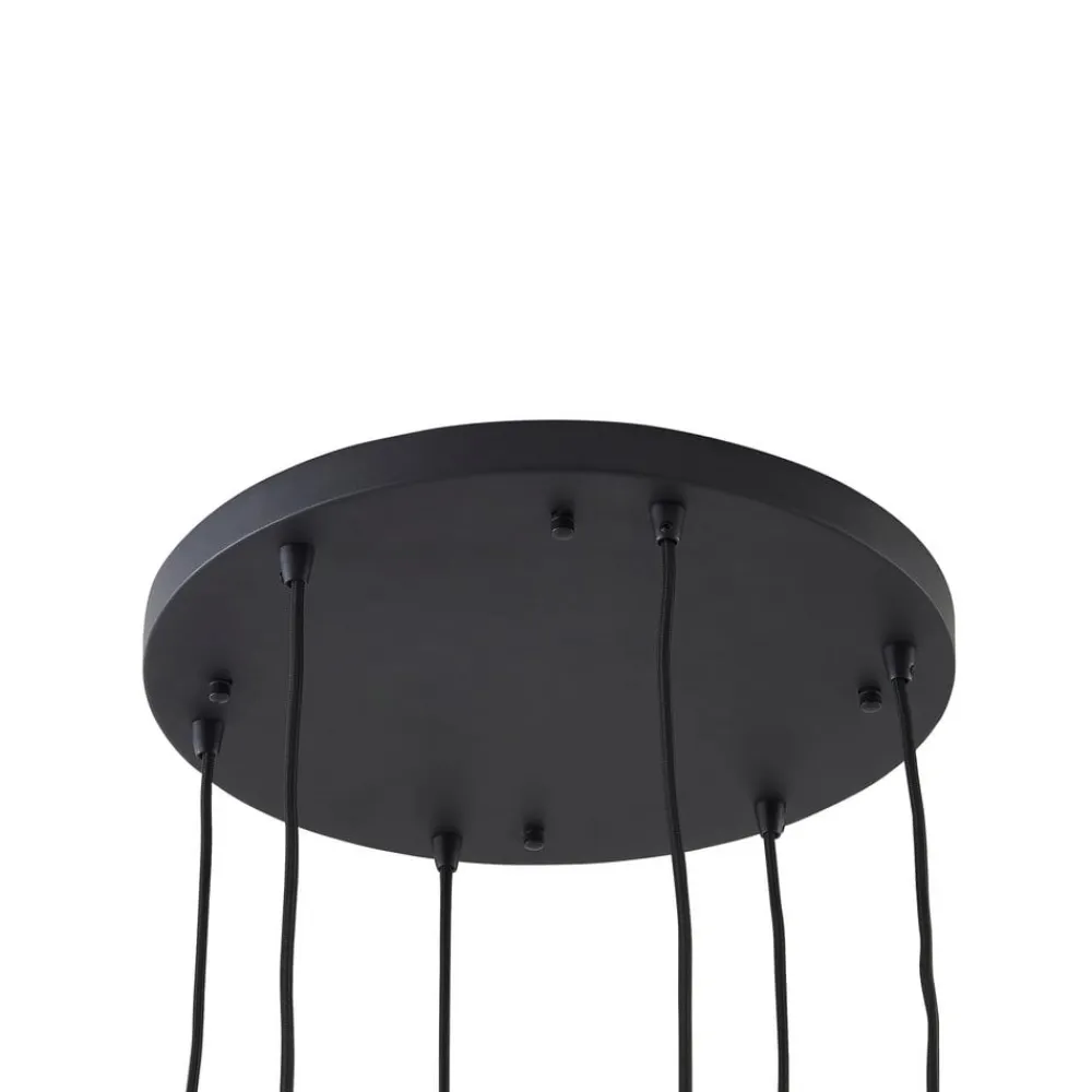 Lindby hængelampe Doroteo, 6 lyskilder, grøn/amber/grå, glas