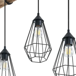 Lindby hængelampe Eldarion, 116 cm, 4 lyskilder, træ, E27