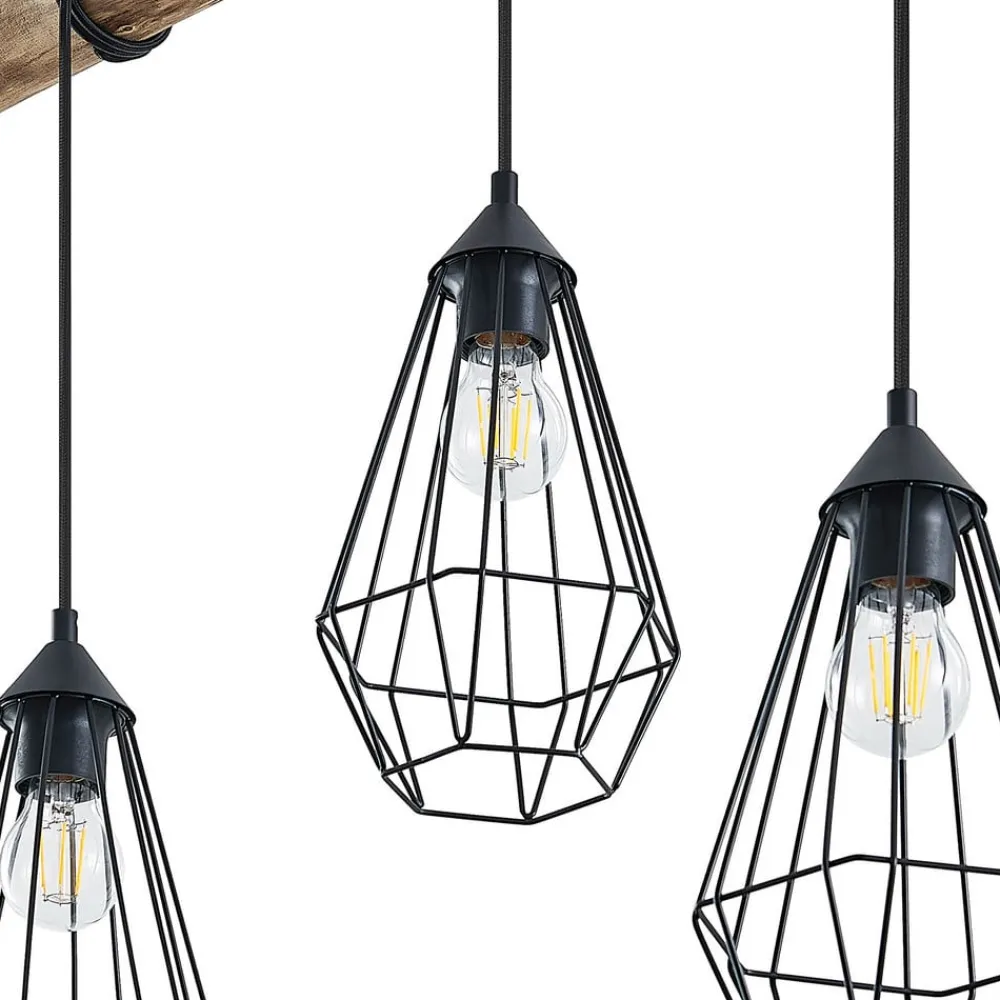 Lindby hængelampe Eldarion, 116 cm, 4 lyskilder, træ, E27