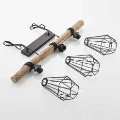 Lindby hængelampe Eldarion, 90 cm, 3 lyskilder, træ, E27