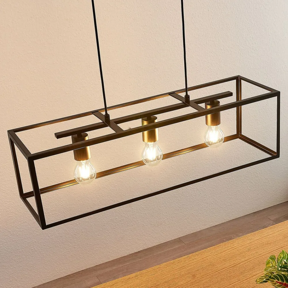 Lindby hængelampe Emily, 72 cm, sort, 3 lyskilder, metal