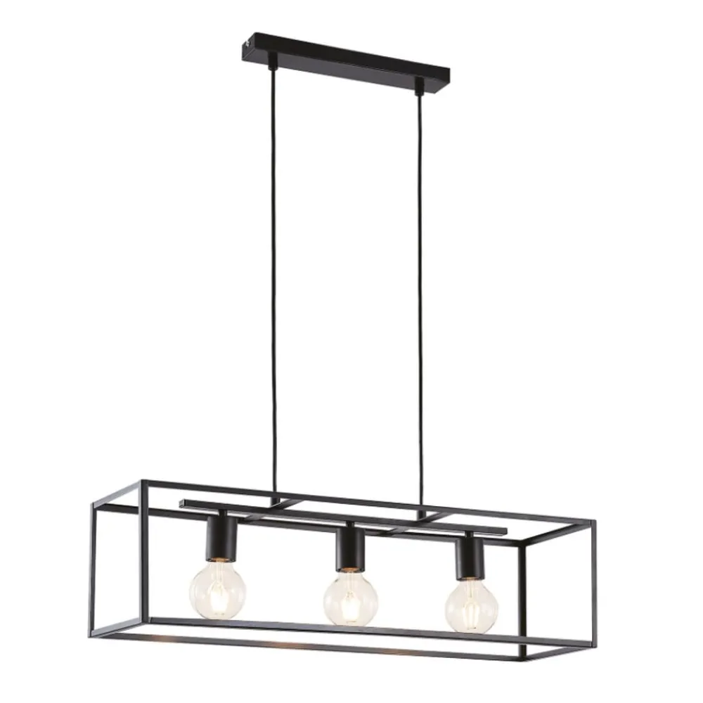 Lindby hængelampe Emily, 72 cm, sort, 3 lyskilder, metal